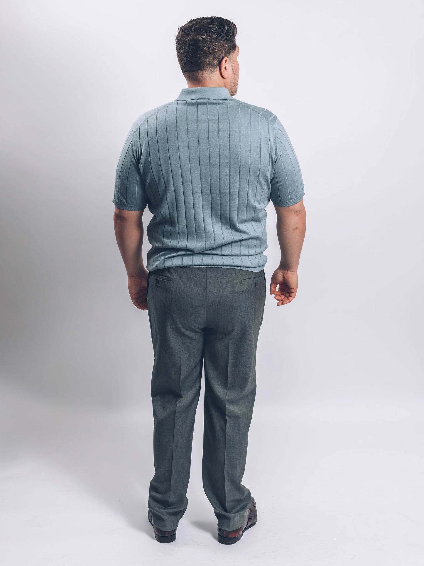 Ribbed Knit Polo in Sage