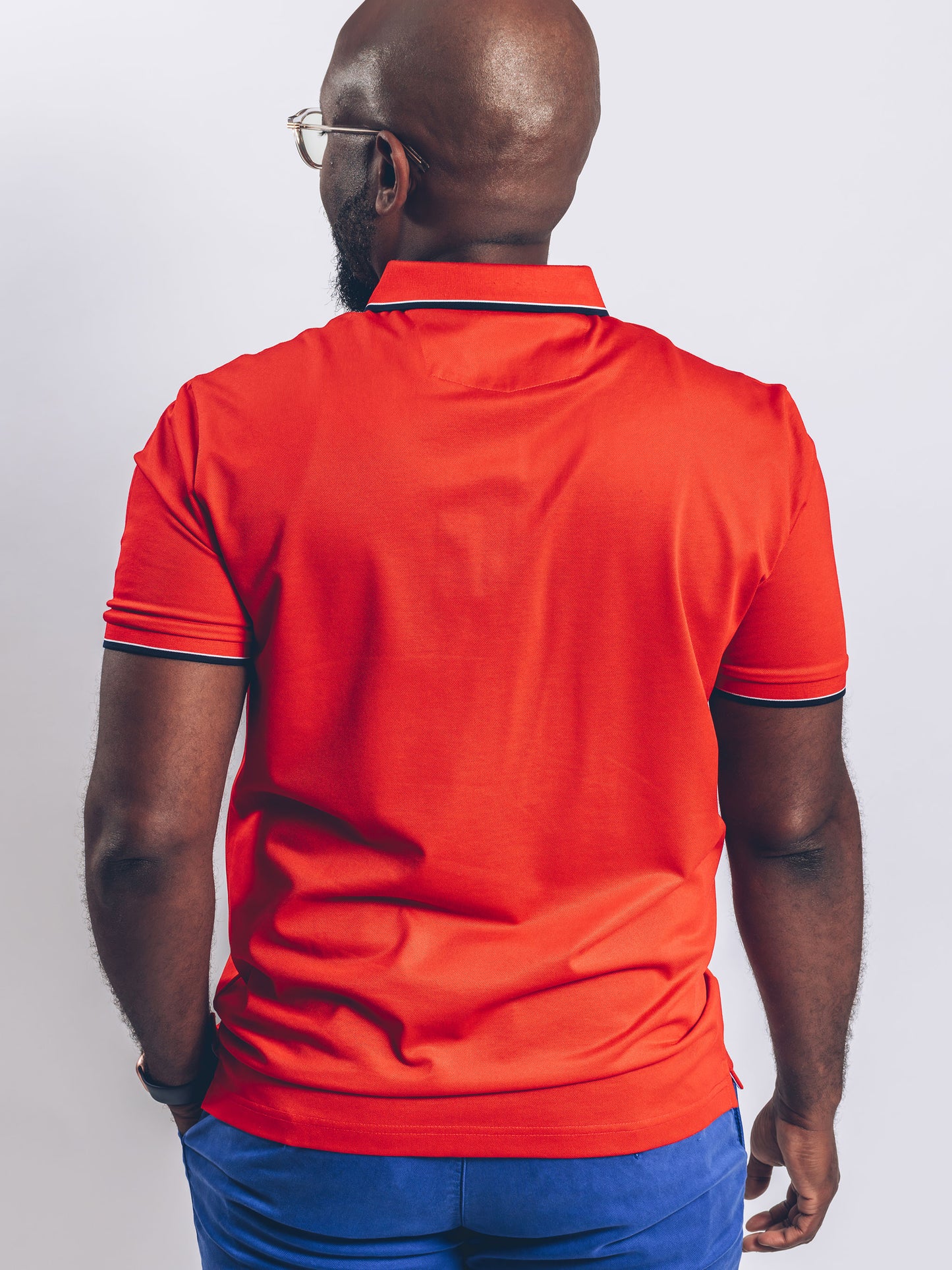 Red Zip Polo with Navy + White Trims